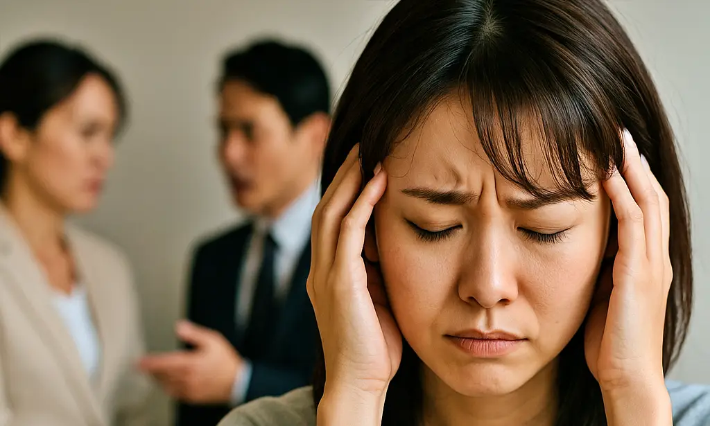 人間関係のストレスを抱えている女性