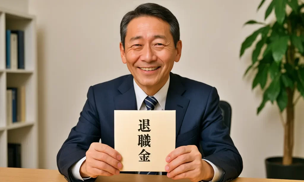 退職金を受け取る男性