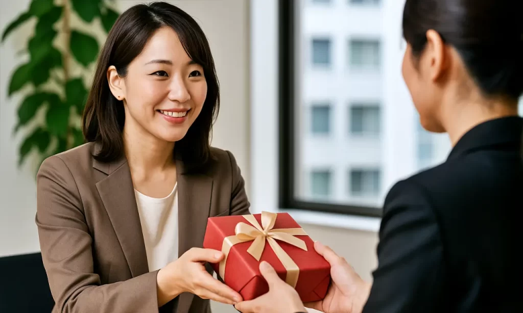 大切な人にギフトを贈る女性