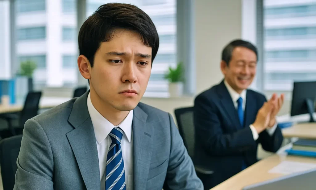 年功序列の制度に不満を持っている若手公務員男性