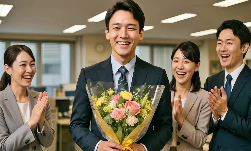 市役所を退職する若手公務員男性