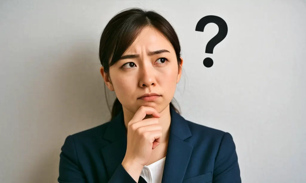 頭にクエスチョンマークが浮かんでいる女性