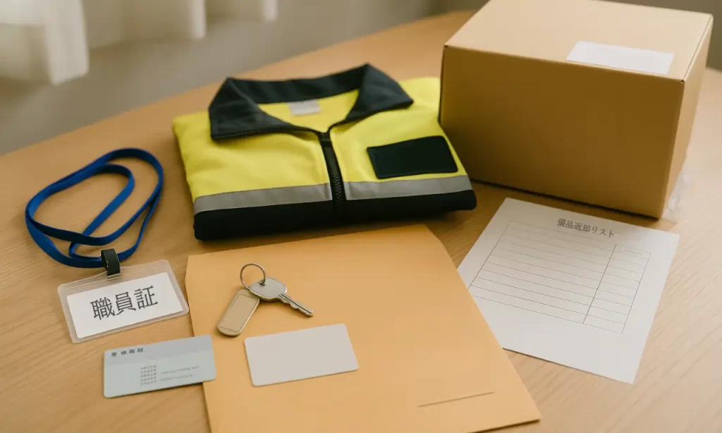 災害対応服・職員証・ロッカーの鍵などの返却物