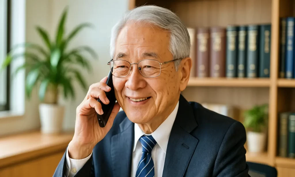 退職代行業者が電話をしている様子