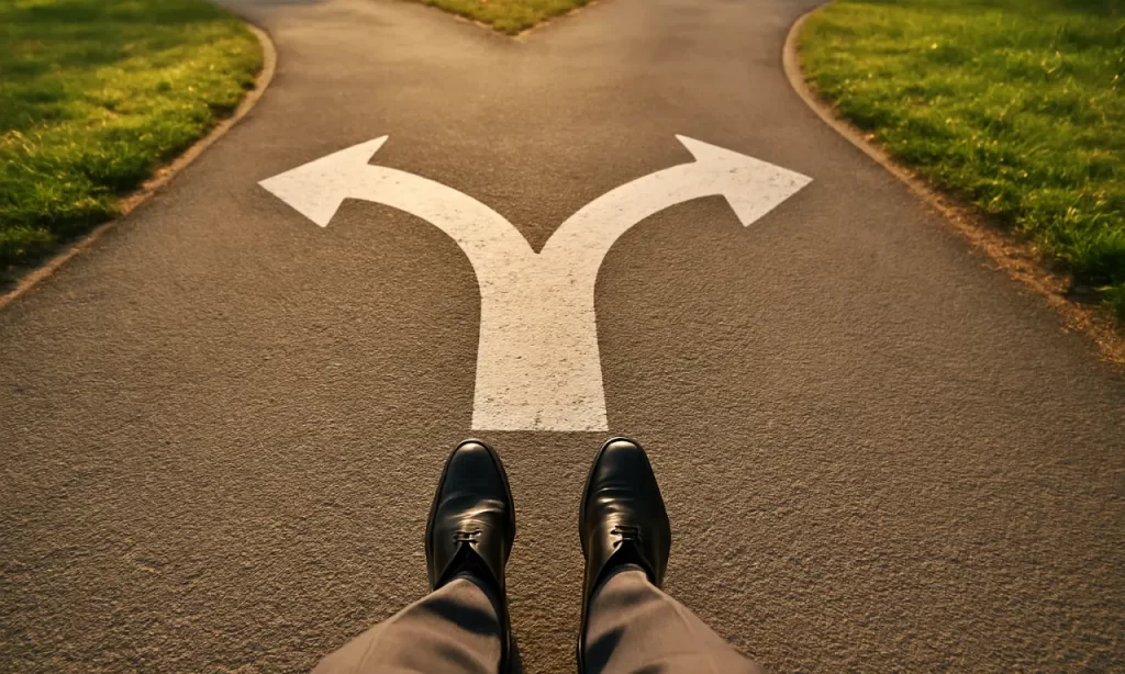 人生の岐路に立っているイメージ画像