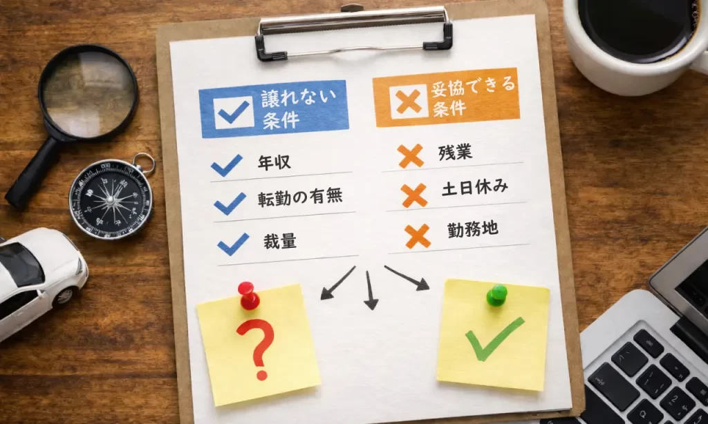 譲れない条件と妥協できる条件のチェック表