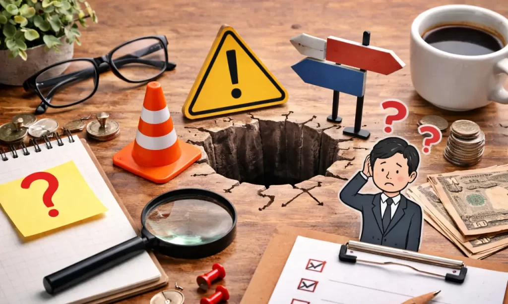 落とし穴ができている写真