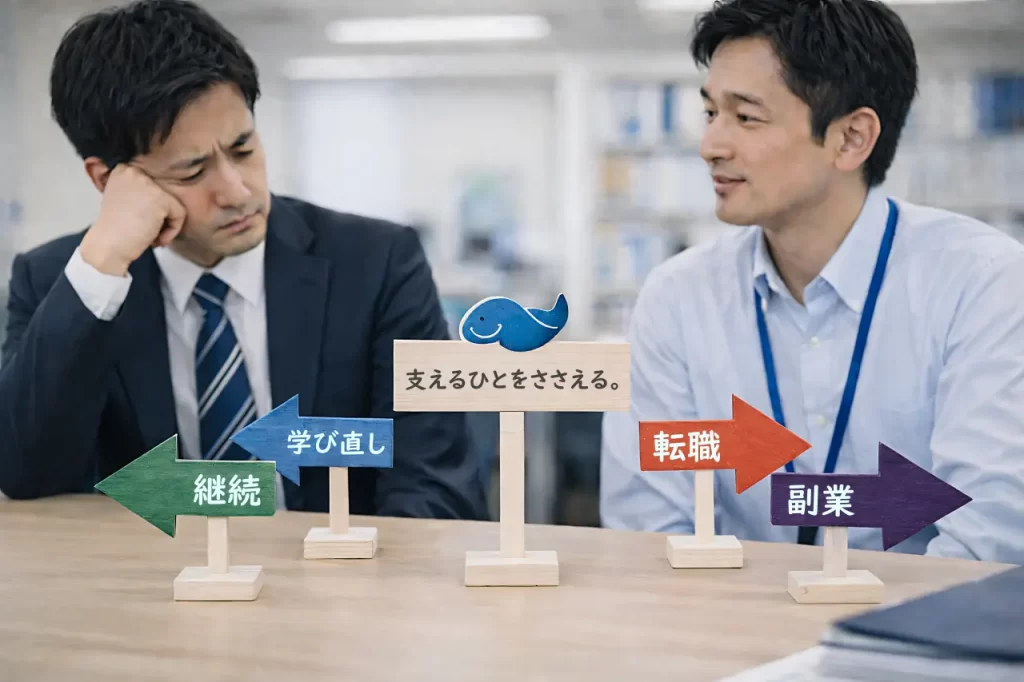 様々な選択肢を手元に置く男性