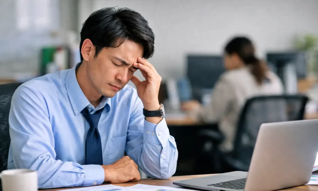 仕事に悩む男性